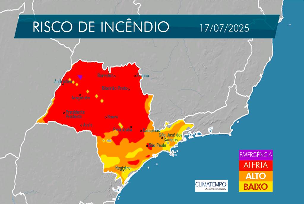 SP Sem Fogo: tempo seco aumenta o risco de incêndios em grande parte do estado